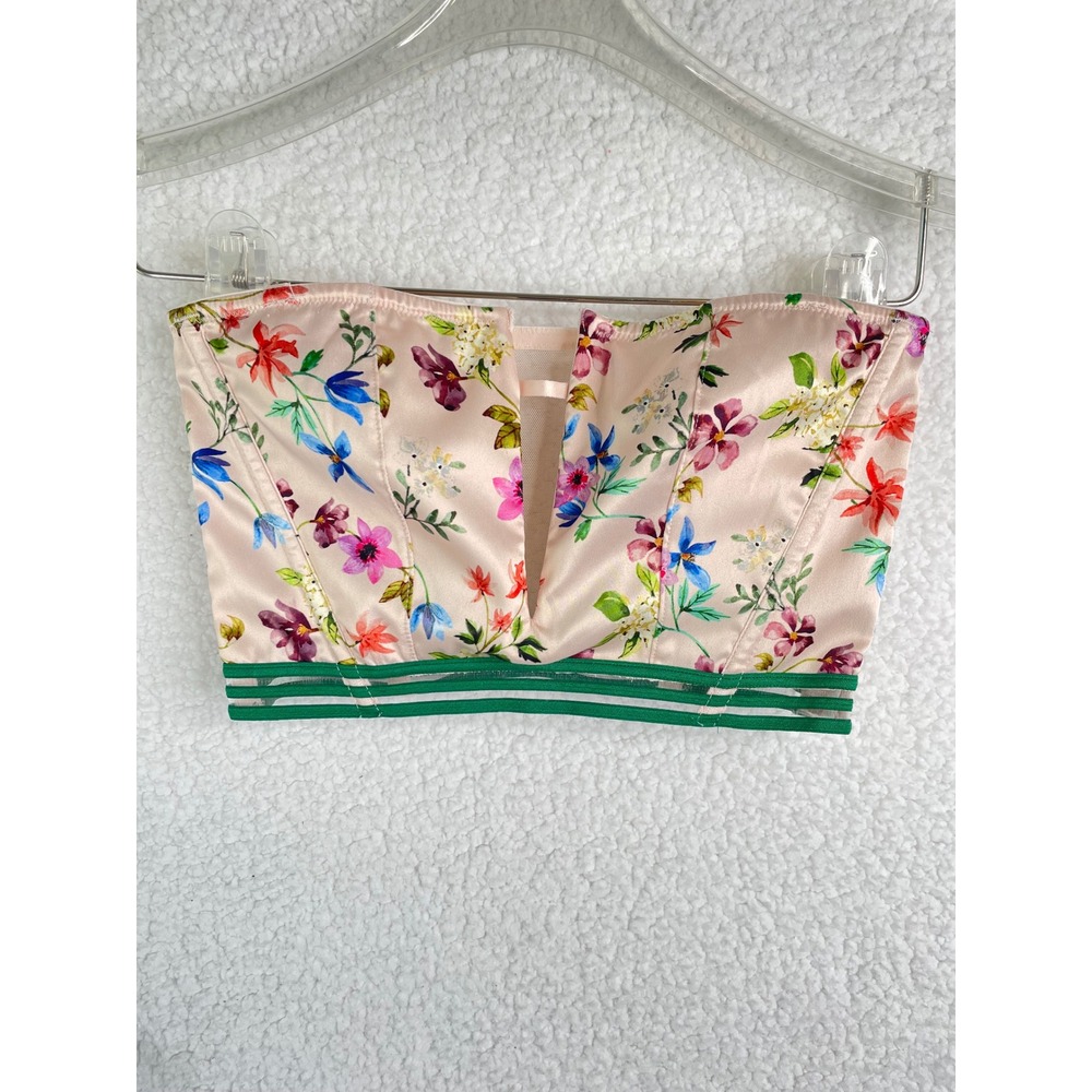 Victorias Secret Very Sexy Floral Strapless Corset Top Pink XS NWT